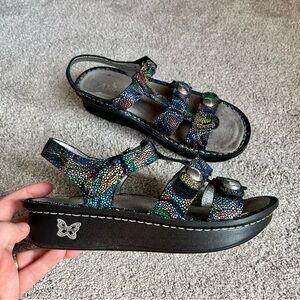 ALEGRIA Women’s Size 38 Shimmer KLE-493 Slingback Sandals Rainbow Cyclone Shoes